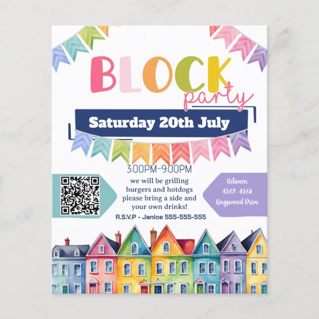 summer street party block BBQ fundraiser  Flyer (Front)