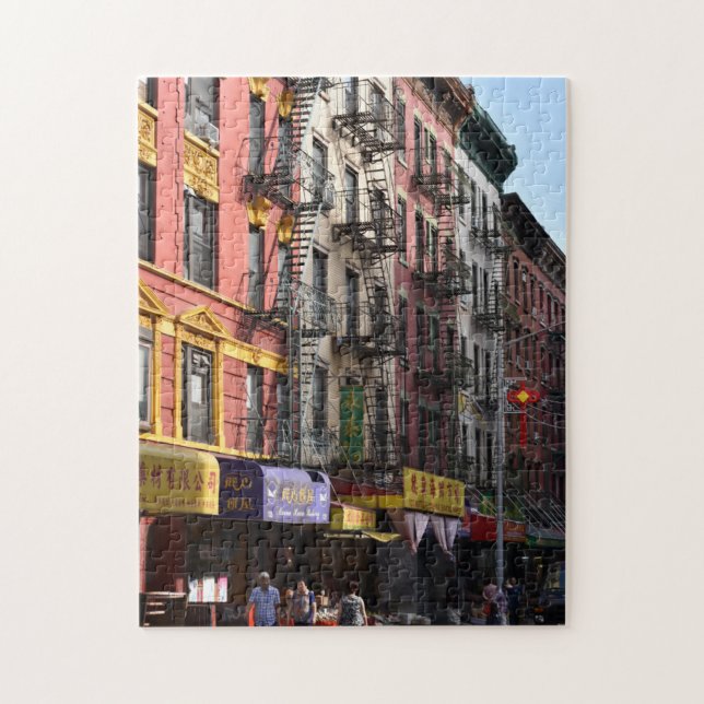 Summer Street Scene Chinatown Manhattan New York Jigsaw Puzzle (Vertical)