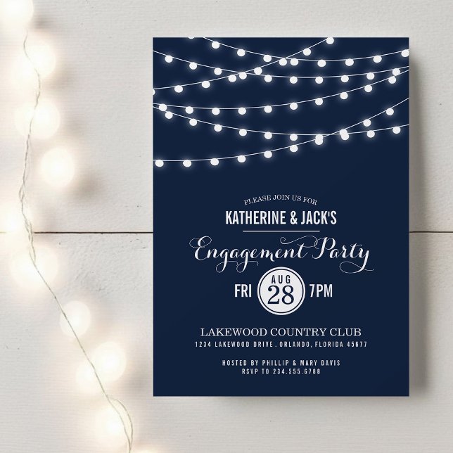 Summer String Lights Engagement Party Invitation (Creator Uploaded)
