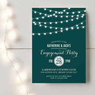 Summer String Lights Engagement Party Invitation