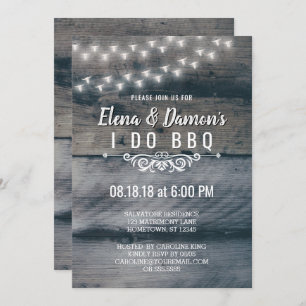 Summer String Lights Rustic Western I Do BBQ Invitation