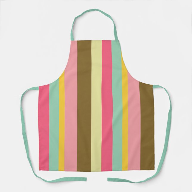 Summer Stripe Colour Palette Design Apron (Front)