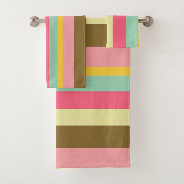 Summer Stripe Colour Palette Design Bath Towel Set (Insitu)