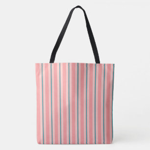 Summer stripes - coral and turquoise tote bag