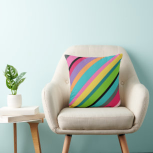 Summer Stripes Diagonal Throw Pillow