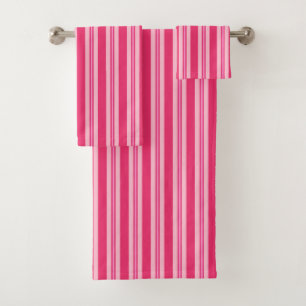 Summer Stripes, Fuchsia and Pastel Pink  Bath Towel Set