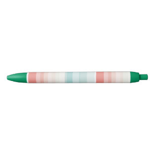 Summer stripes in coral and turquoise black ink pen