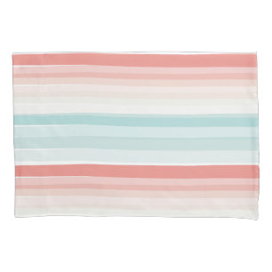 Summer stripes in coral and turquoise pillowcase