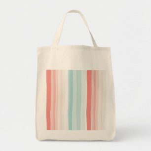 Summer stripes in coral and turquoise tote bag