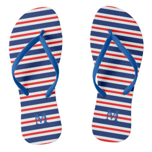 Summer Stripes Monogrammed Ocean Flip Flops