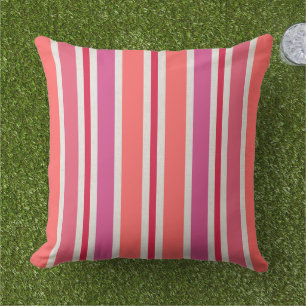 Summer Stripes Pattern   Pink and Red Throw Pillow
