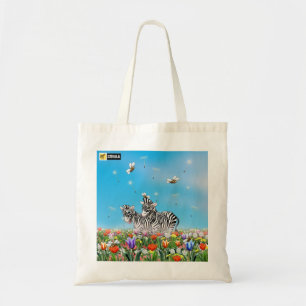 Summer Stroll Cute Zebras Flower Glad Watercolor Tote Bag
