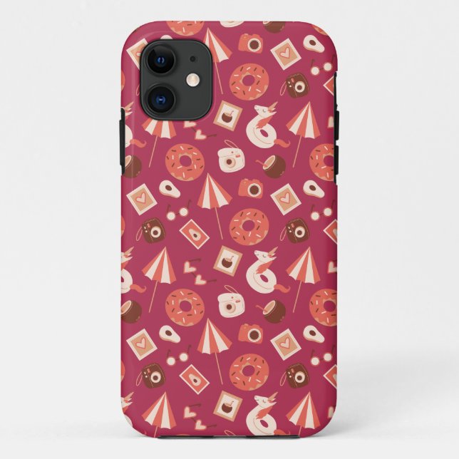 Summer Stuff Maroon Background Case-Mate iPhone Case (Back)