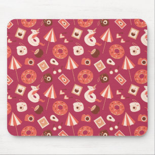 Summer Stuff Maroon Background Mouse Pad