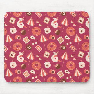 Summer Stuff Maroon Background Mouse Pad