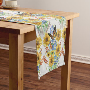 Summer Style Butterfly Flower Garden Table Runner