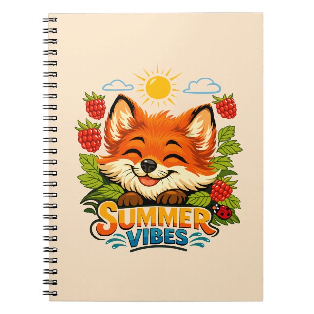 Summer-style notebook with a fox design (Front)
