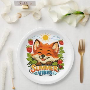 Summer-style with a fox design paper plate