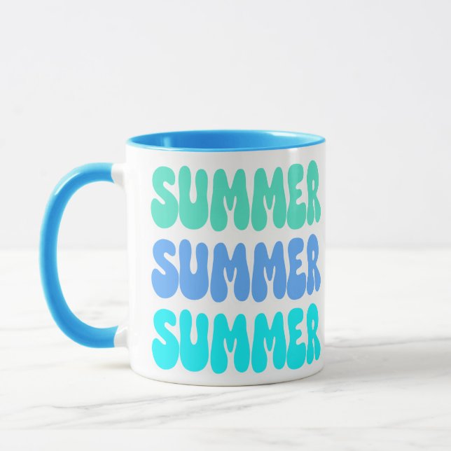 Summer Summer Summer  Retro Blue Mug (Left)