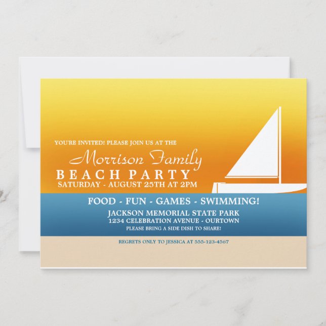 Summer Sun Beach Party Invitations (Front)