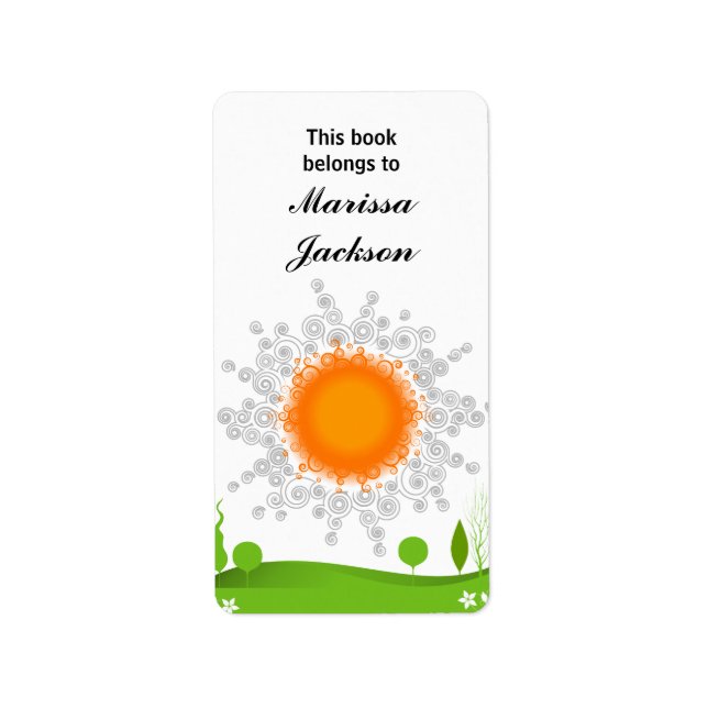 Summer Sun Bookplate Label (Front)