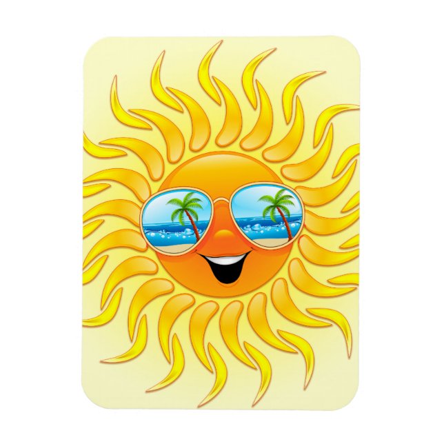 Summer Sun Cartoon with Sunglasses Magnet (Vertical)