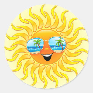Summer Sun Cartoon with Sunglasses stickers