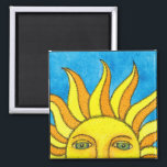 Summer Sun Magnet<br><div class="desc">A Summer Sun decorates this magnet.  Original Watercolor Art by Michael A. Giza (c)2013</div>