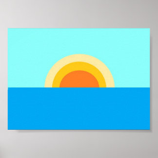 Summer Sun Setting in the Sea Poster