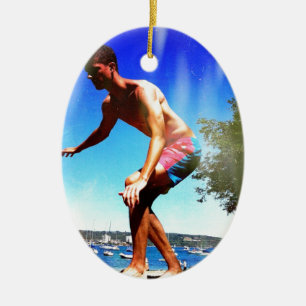 Summer Sun Slacklining Ceramic Ornament