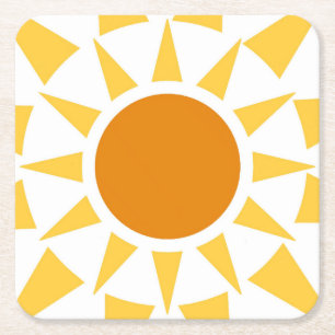 Summer Sun Square Paper Coaster