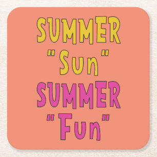 Summer Sun Summer Fun Square Paper Coaster