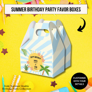 Summer Sun Theme Double Birthday Celebration Favor Box