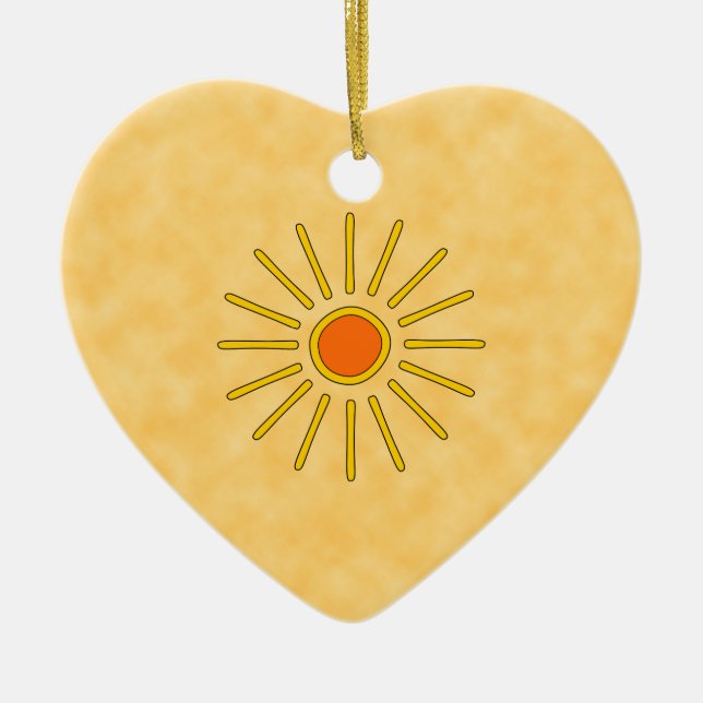 Summer sun. Warm yellow colours. Ceramic Ornament (Front)