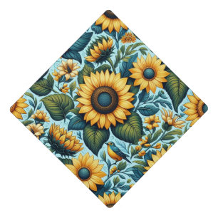Summer/sunflower/bird Graduation Cap Topper