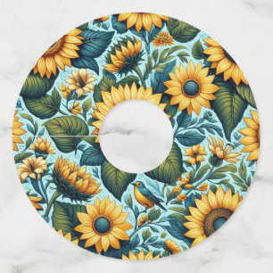 Summer/sunflower/bird Wine Glass Tag