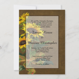 Summer Sunflower Burlap 5x7 Wedding Invitation