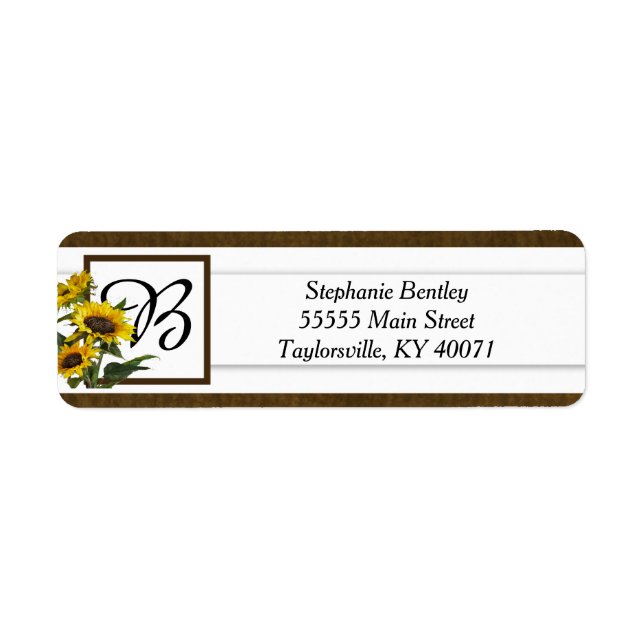 Summer Sunflower Burlap Return Address Label (Front)
