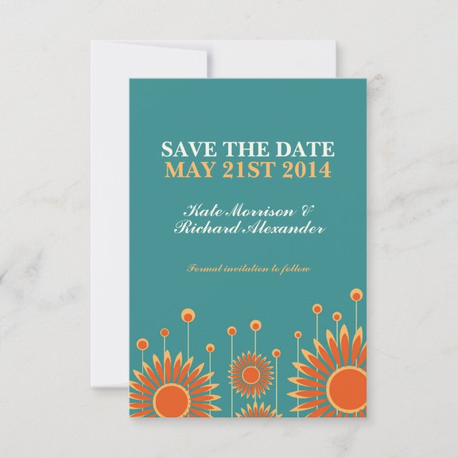 Summer Sunflower Floral Save The Date Card (Front)