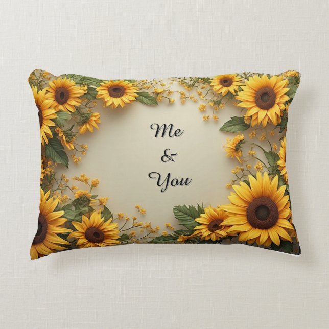 Summer Sunflower Garden Design Accent Pillow (Front)