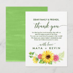Summer Sunflower Thank You Reception Card