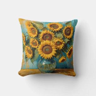 Summer Sunflower Throw Pillow