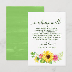 Summer Sunflower Wedding Wishing Well Enclosure Card