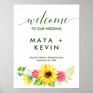 Summer Sunflower Welcome Wedding Poster