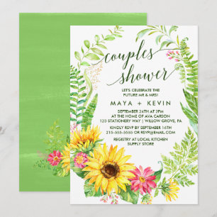Summer Sunflower Wreath Couples Shower Invitation