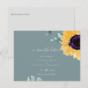 Summer Sunflowers Eucalyptus Greenery Wedding Postcard