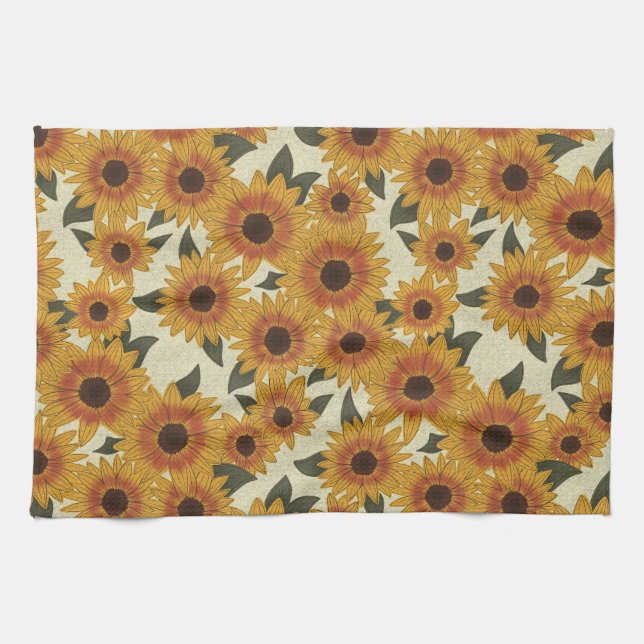 Summer Sunflowers Kitchen Towel (Horizontal)