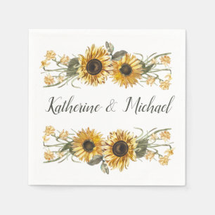 Summer Sunflowers Personalized Wedding Napkin