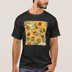 Summer Sunflowers Pretty Yellow Botanical Watercol T-Shirt