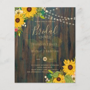 Summer Sunflowers Rustic Wood Wedding Flyer